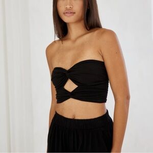 Blanco by Nature 100% cotton black Sofia tube bandeau top